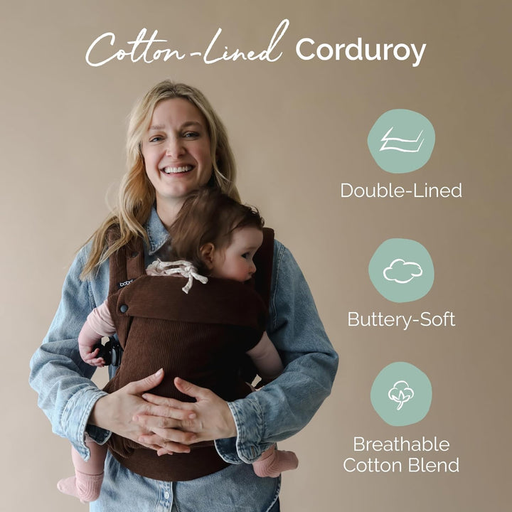 Boba Auri Babytrage Neugeboren bis Kleinkind - Baumwollcord Babytrage, 3 ergonomische Tragepositione