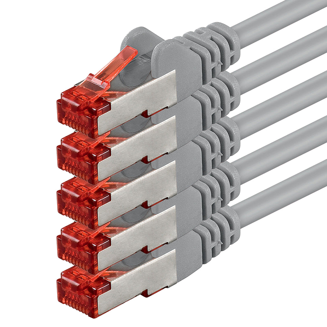 1aTTack.de 5x 7,5m - Cat 6 Netzwerk-Kabel Patch-Kabel Cat6 RJ45 SFTP - grau 7,5m grau - 5 Stück, 7,5