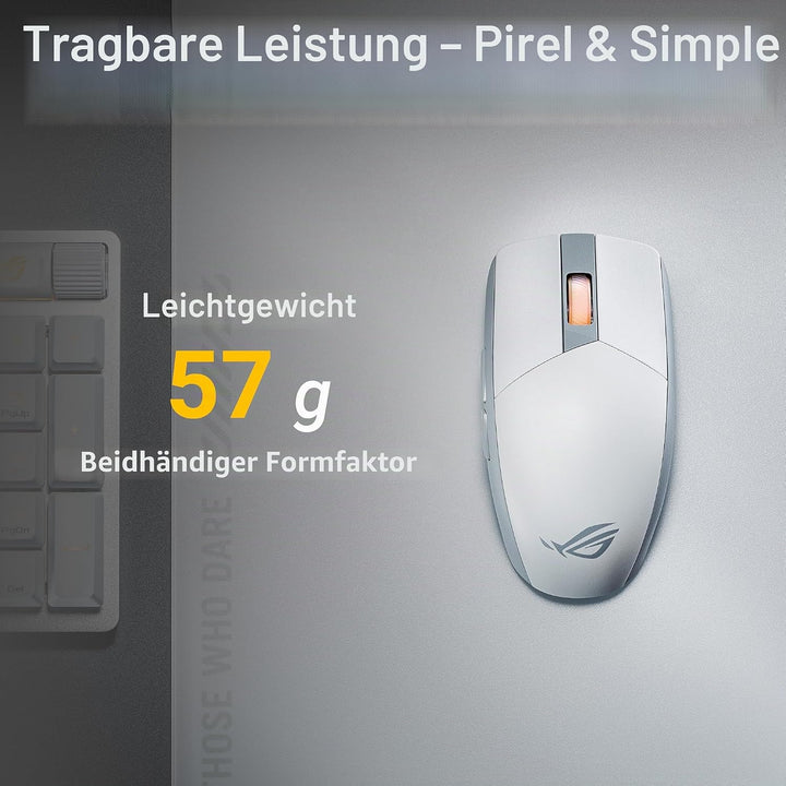 ASUS ROG Strix Impact III Wireless White Gaming-Maus (optischer Sensor ROG AimPoint, ROG SpeedNova W