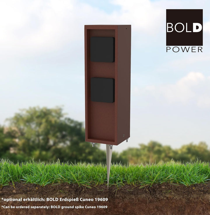 Bold 19370 Pado Aussen-Steckdose-Garten Steckdosen-Säule mit 2Fach Stecker in Rost Design (IP44 Outd