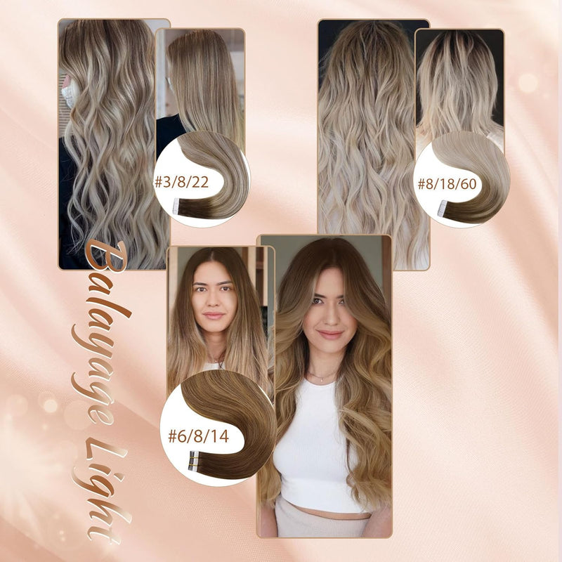 Hetto Balayage Tape in Extensions Echthaar Blond Tape in Extensions Echthaar Remy Tape in Extensions