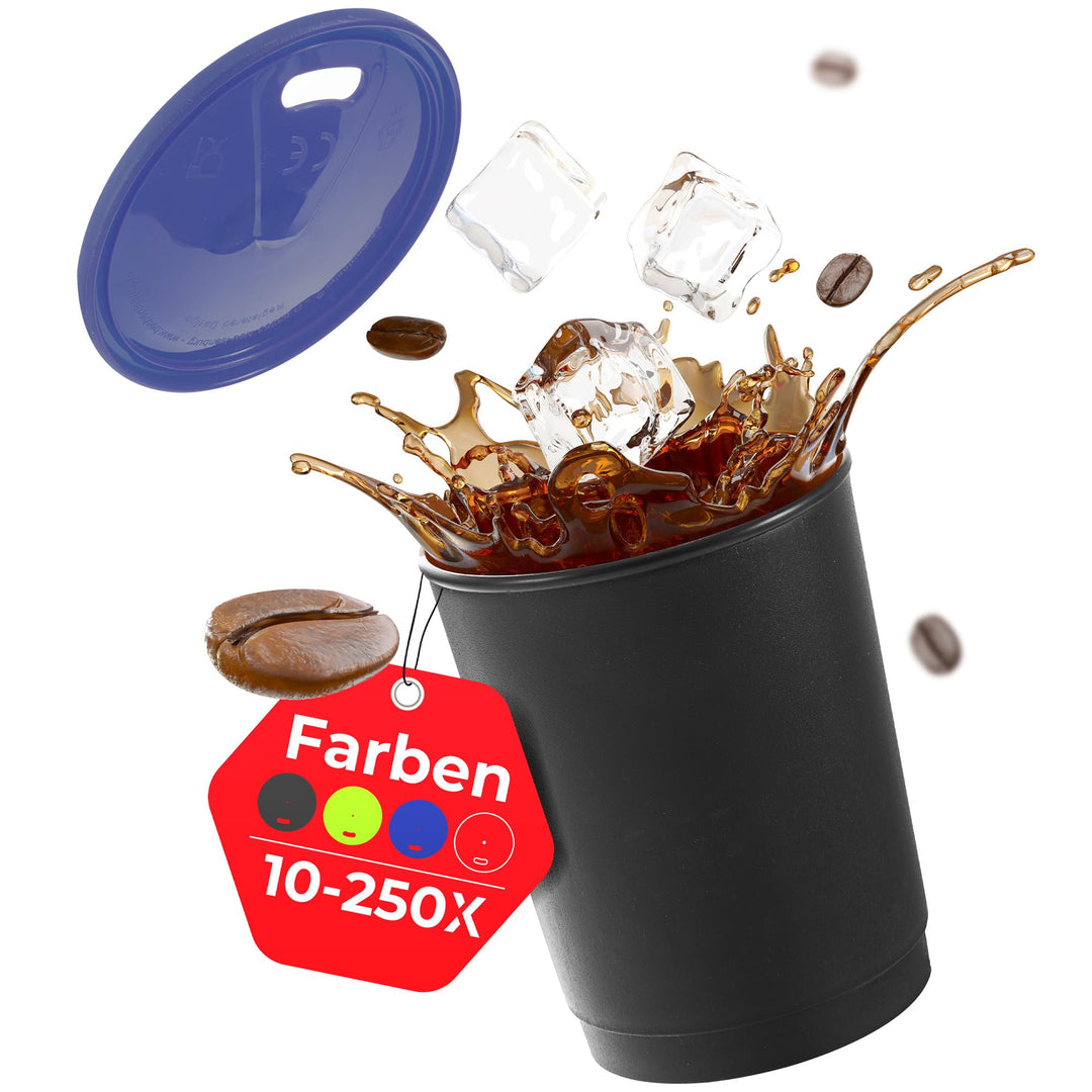 achilles Kaffeebecher mit Deckel, Kunststoffbecher, Mehrwegbecher, Trinkbecher, LFGB geprüft, spülma
