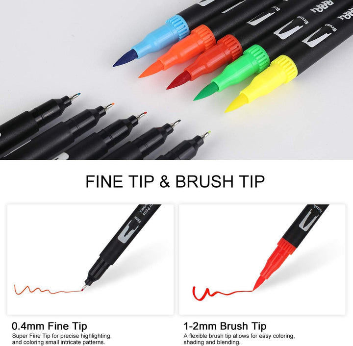 100 Farben Marker Set, Pinselstift Set Fasermaler, Aquarell Pinselstifte Marker Stift Set Doppelspit