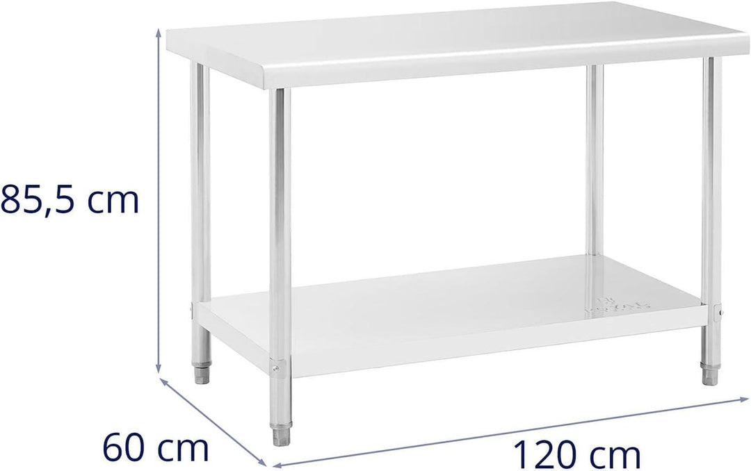 Royal Catering RCAT-120/60-NW Arbeitstisch Edelstahl Küche Edelstahltisch 120 x 60 x 85 cm höhenvers