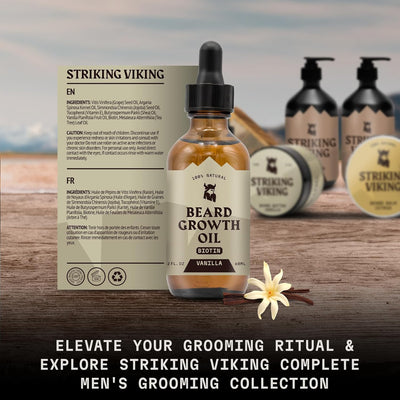 Striking Viking Bartwuchsöl mit Biotin - Verdickendes und pflegendes Bartöl für Bartwuchs - natürlic