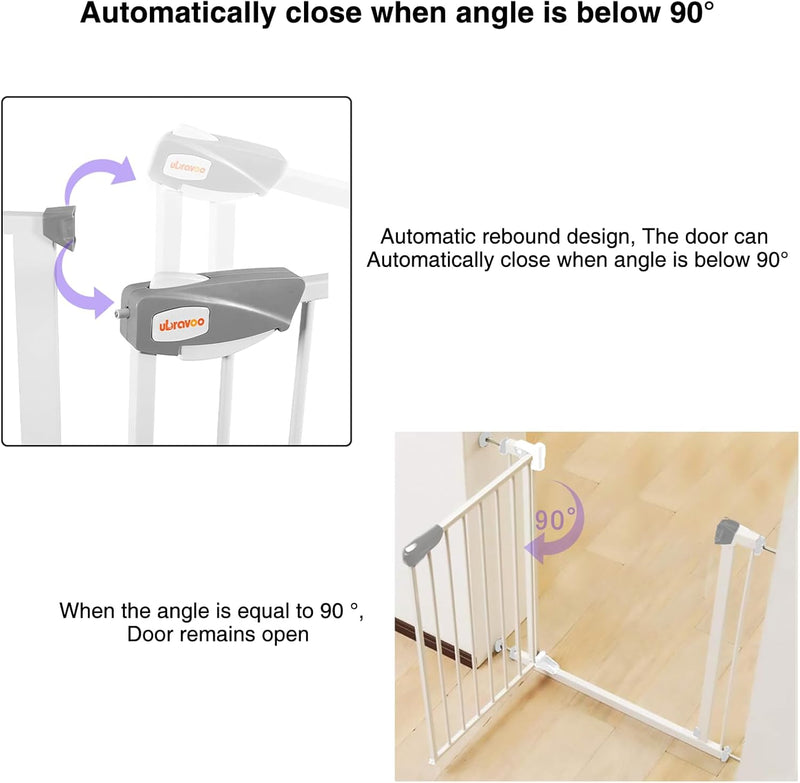 UBRAVOO Babygitter für Türen und Treppen, Höhe 100 cm, Sicherheits-Haustiergitter, Spannungstyp,auto