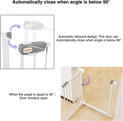 UBRAVOO Babygitter für Türen und Treppen, Höhe 100 cm, Sicherheits-Haustiergitter, Spannungstyp, aut