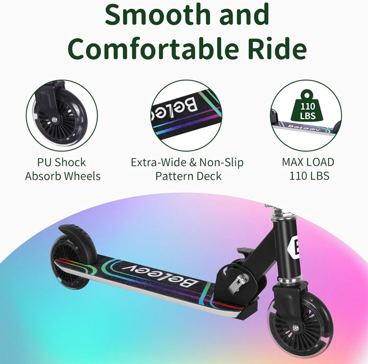 BELEEV V2 Roller Kinder Scooter 6 Jahre, Upgrade mit LED Leuchtenden Rädern, Lenksäule und Deck, Höh