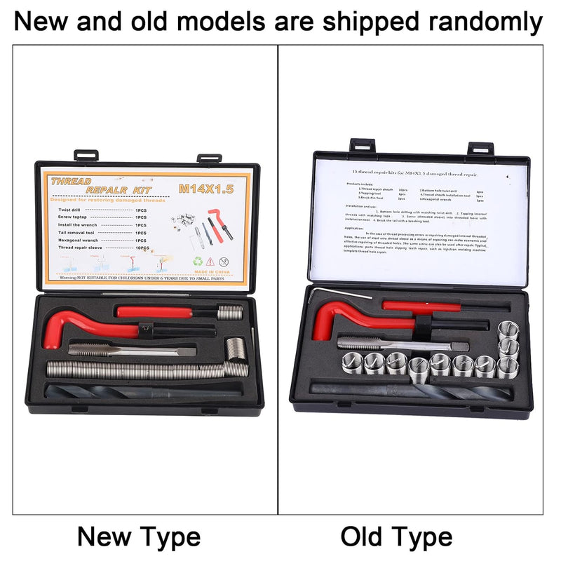 15 Stück Gewindeeinsätze, M14x1,5 Innengewinde Reparaturzubehörsortiment Gewindereparatursatz mit Ge