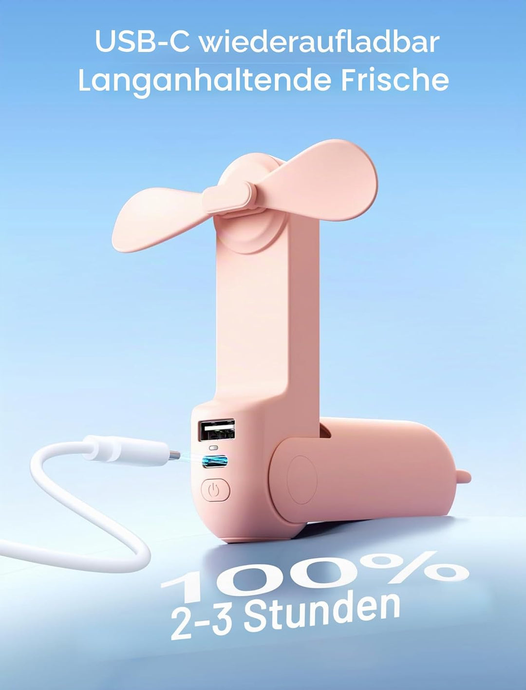 JISULIFE Mini Handventilator, 3-in-1 Handventilator, wiederaufladbarer USB [12–19 Betriebsstunden] m