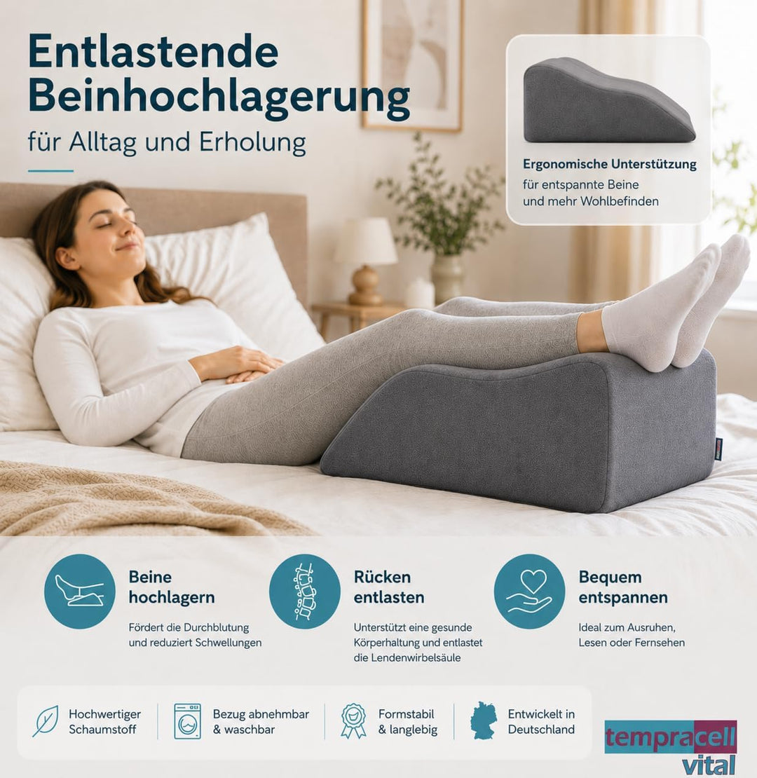 Venenkissen, Venenkeil, Beinhochlagerung – ergonomisch, orthopädisch unterstützende Form bei schwere
