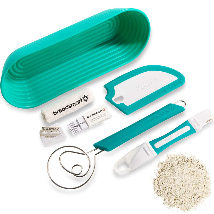 Breadsmart Artisan Bread Making Kit - 5 PC-Backzubehör-Satz - Lame, Schaber, Schneebesen, Baumwollei