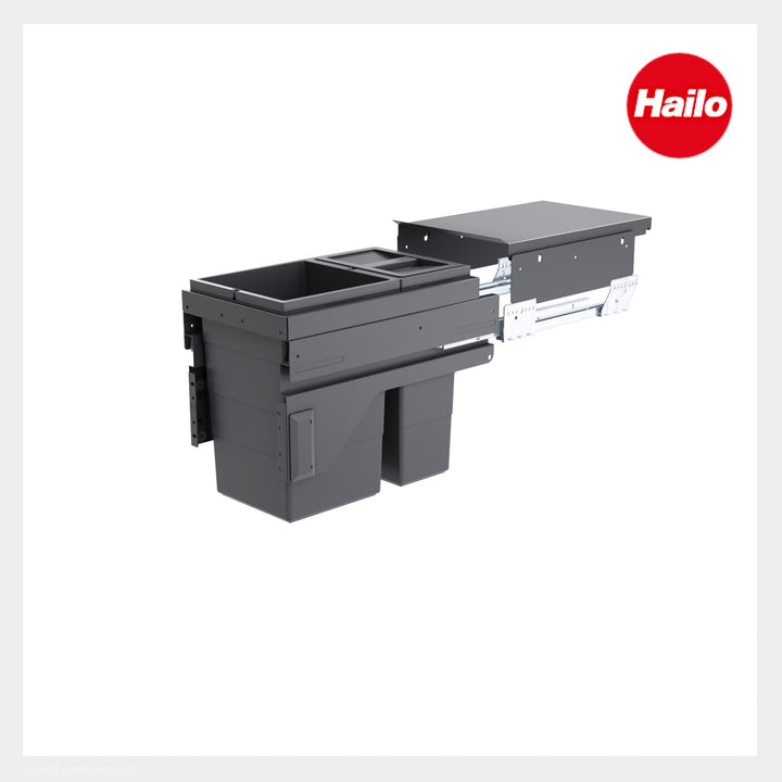 Hailo Abfallsammler 361087 | für 30 cm Schrank mit Möbelfront | 2fach Trennung 25 Liter | Mülleimer