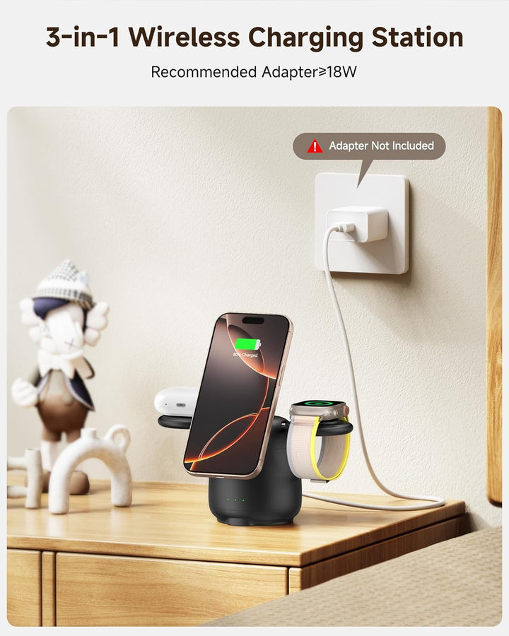 Induktive Ladestation für iPhone, Magnetisch Kabelloses Ladegerät für iPhone 17e/Air/17 Pro/17 Pro M