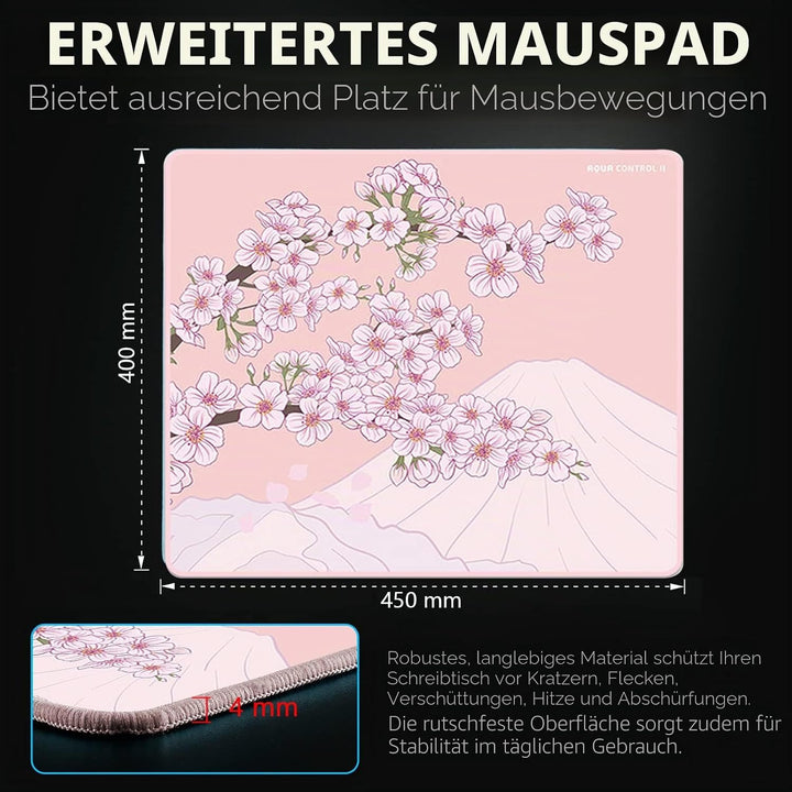 X-Raypad Aqua Control 2 AC2 Sakura Gaming-Mauspad, Ultra-Hochpräzisions-Mauspad mit Perfekter Geschw