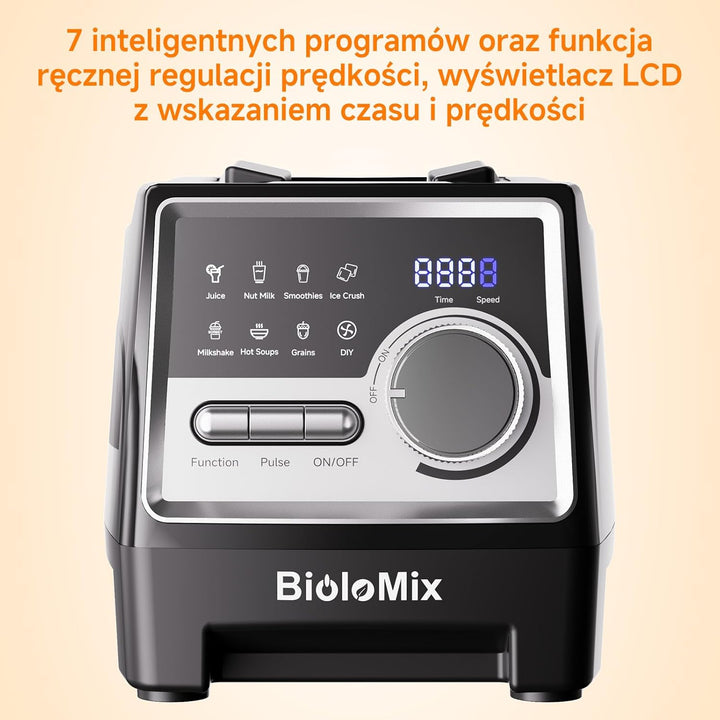 BioloMix 1500W Hochleistungsmixer Smoothie Maker und 2,6 l grossvolumiger BPA Freier Behälter Mit 6