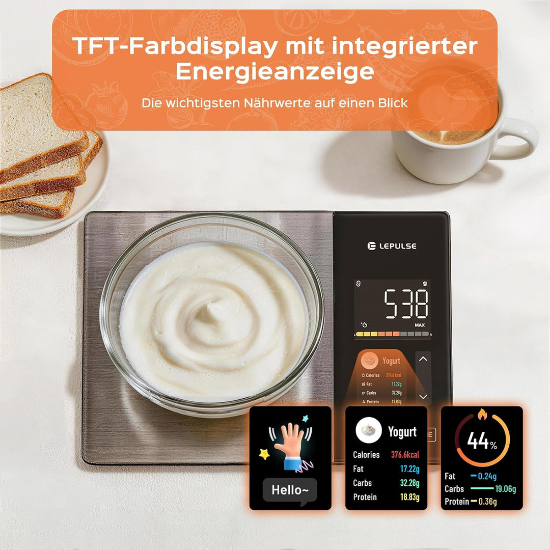 Küchenwaage Digitale mit Nährwertberechnung, smart vita ernährungswaage | Lebensmittelwaage mit 24 N