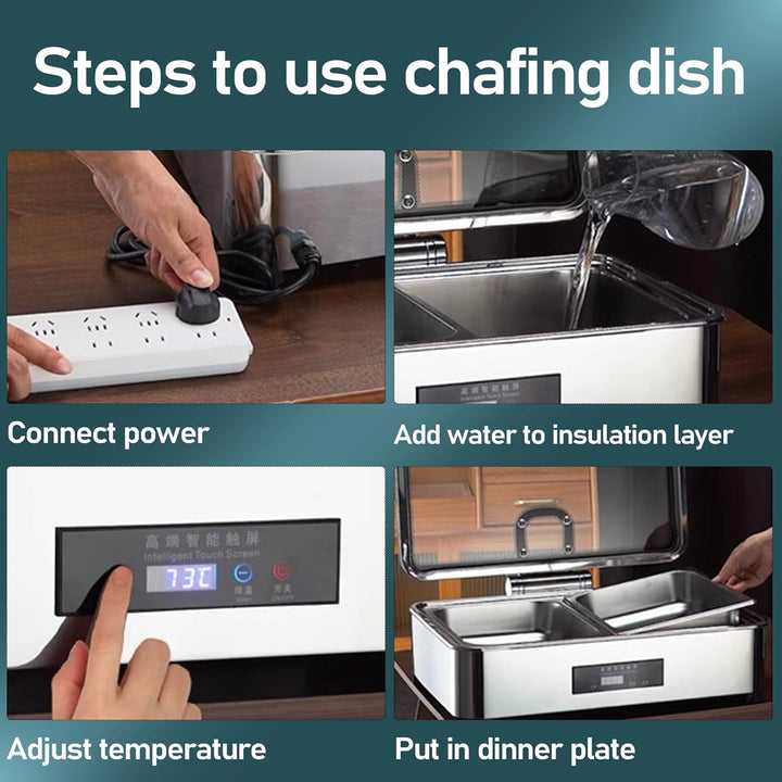 9L Chafing Dish Elektrisch, Speisenwärmer Elektrisch Gastro, Kommerziell Wärmebehälter für Essen mit