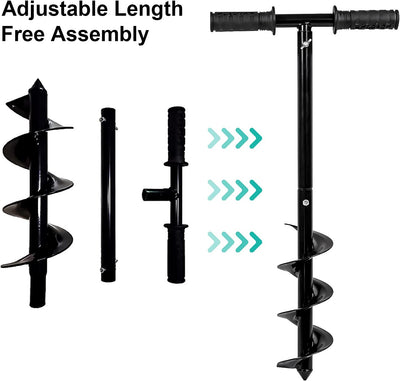 EUNEWR Handerdbohrer Garten Erdlochbohrer,Schnecken Spiralbohrer mit Griff,Fachmann Erdbohrer Metall