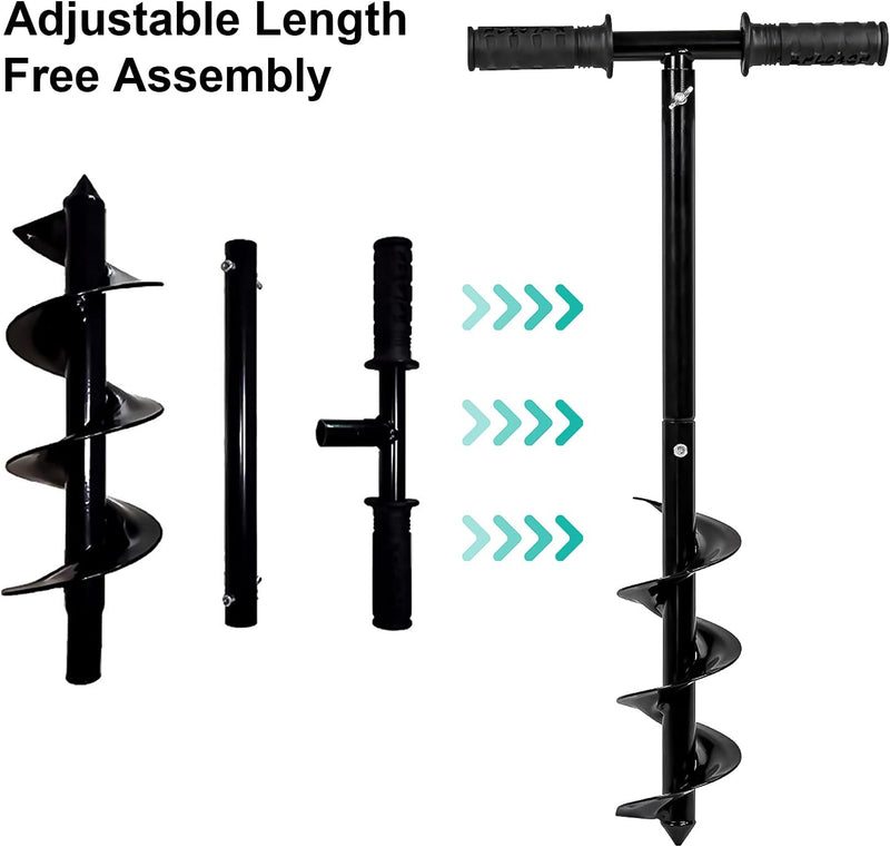 EUNEWR Handerdbohrer Garten Erdlochbohrer,Schnecken Spiralbohrer mit Griff,Fachmann Erdbohrer Metall