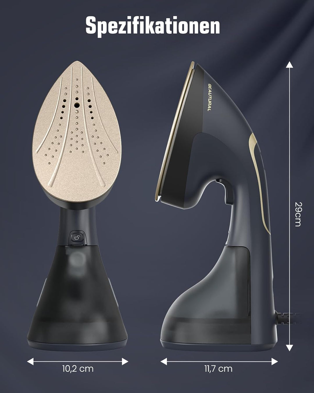 BEAUTURAL Steamer + Bügeleisen 2-in-1, 1500W Dampfglätter, 20 g/min Dampfleistung, 30s Aufheizen, 20