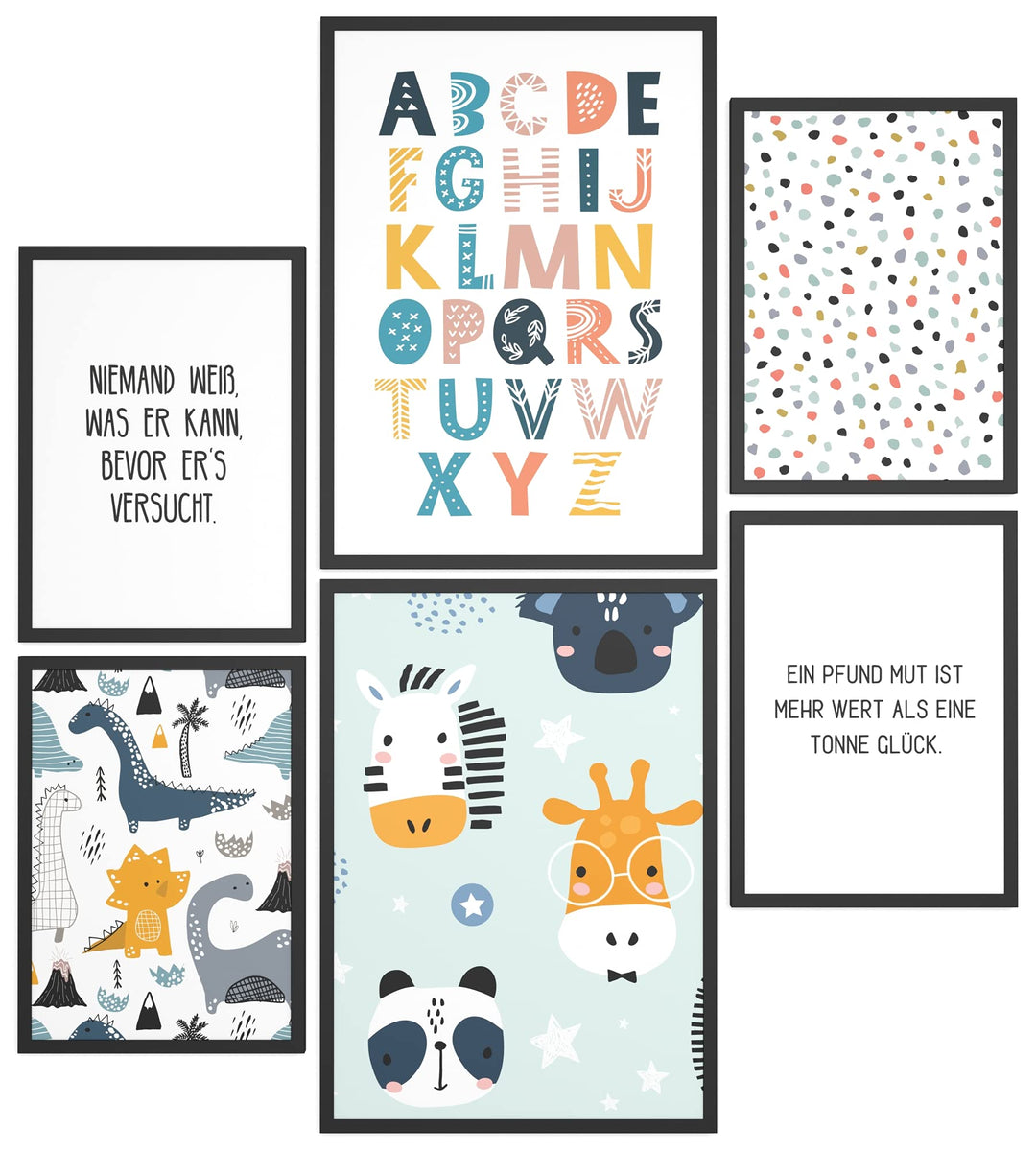 Papierschmiede® Bilder Kinderzimmer Kids Mood Poster Set ABC Dino Safari, Kinderzimmer Bilder Babyzi