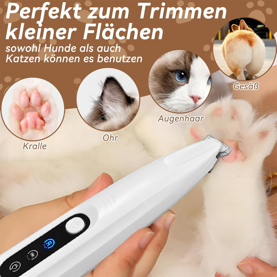 Pfotentrimmer für Hunde, Profi Hundetrimmer mit LED-Licht, Leise Haarschneidemaschine, Wasserdichter