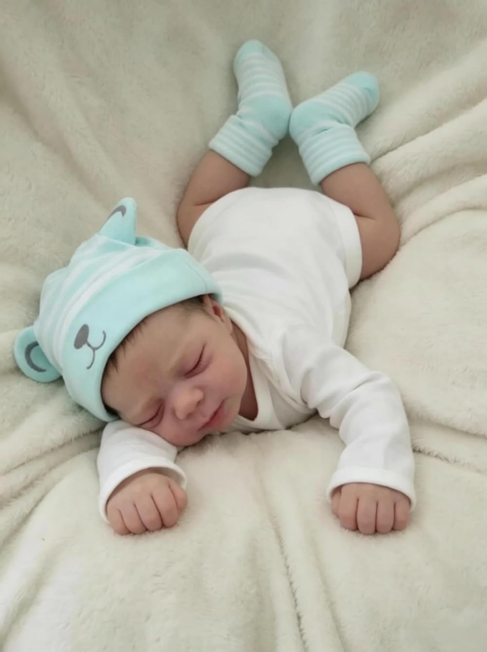 Zero pam Reborn Baby Mädchen Vollsilikon Lebensecht mit Haaren Augen Zu, Puppe 45 cm Reborn Babypupp