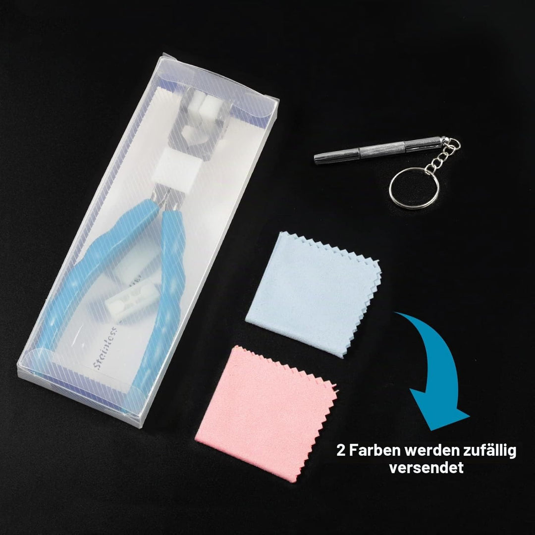 SPEEDWOX Gebogene Pinzette für 15,2 cm langes Armband aus Edelstahl, Brillenreparaturzange, Nylon-Ba
