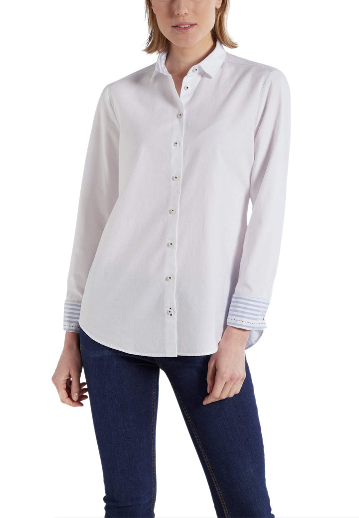 eterna Modern Fit Langarm Bluse Hemdkragen Patch weiss 34 Weiss, 34 Weiss