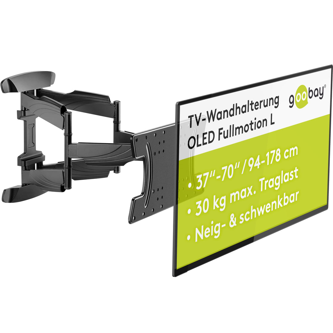goobay TV Wandhalterung – Ideal für OLED-, Flatscreen and Curved Fernseher von 37 bis 70 Zoll, Fullm