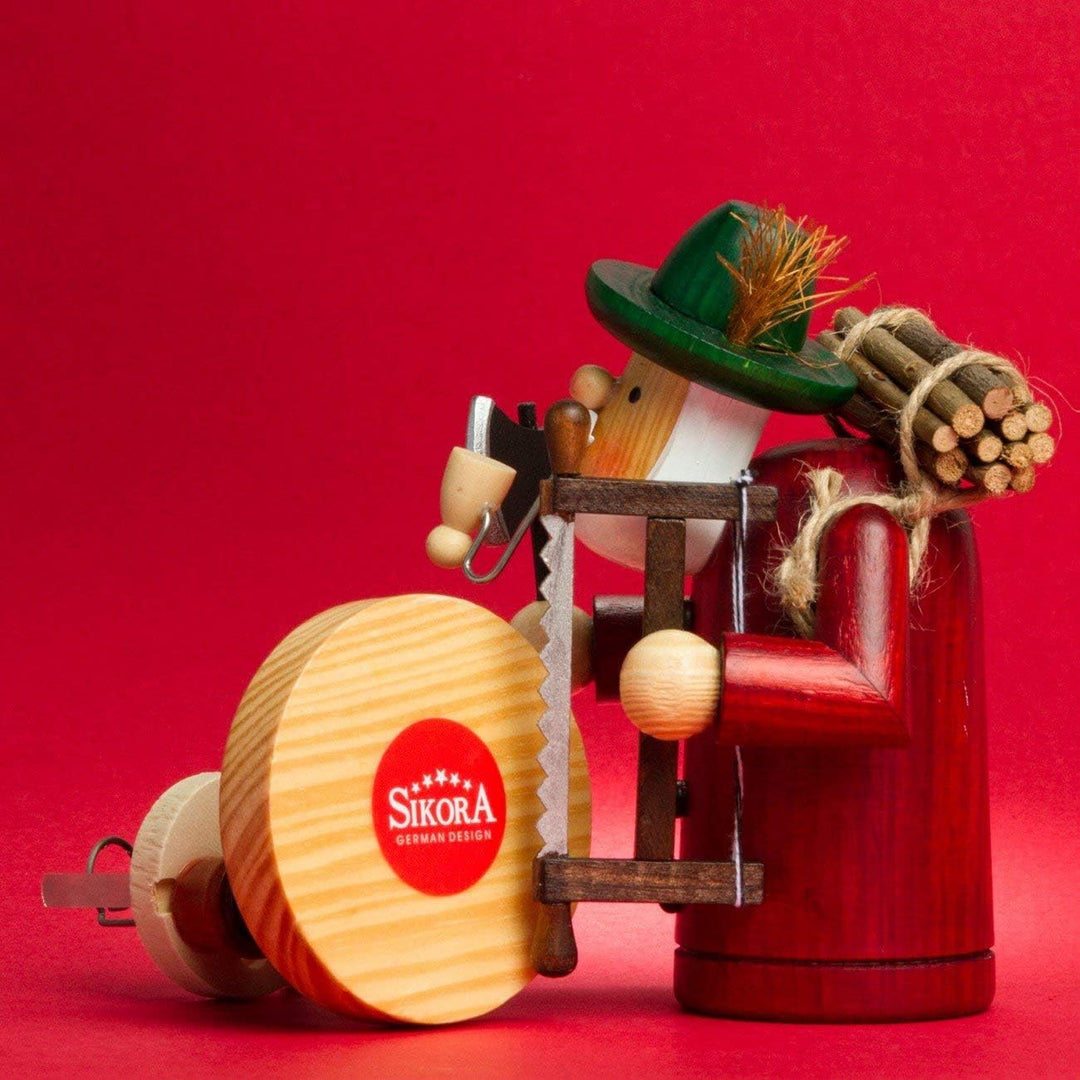 Sikora RM-A Räuchermännchen aus Holz 3 Grössen Verschiedene Motive, Farbe/Modell:A03 rot - Holzfälle