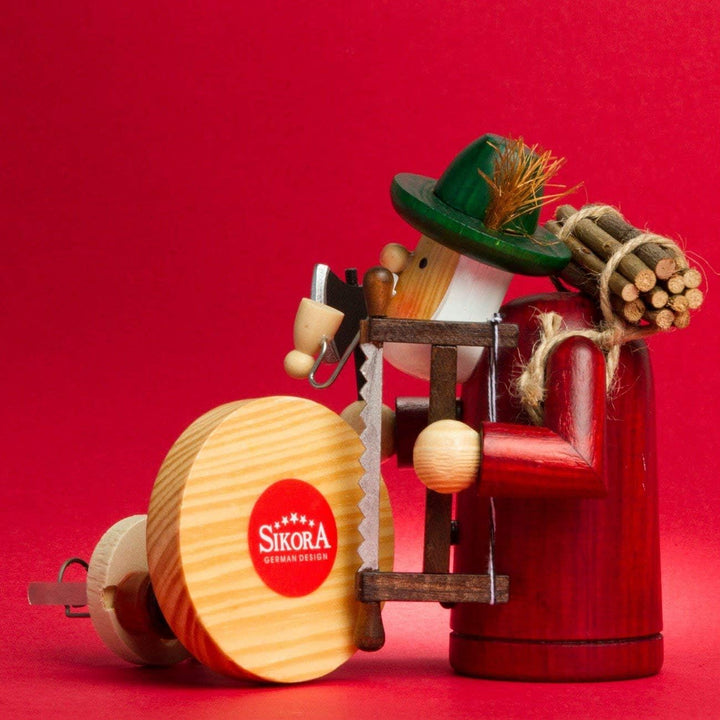 Sikora RM-A Räuchermännchen aus Holz 3 Grössen Verschiedene Motive, Farbe/Modell:A03 rot - Holzfälle