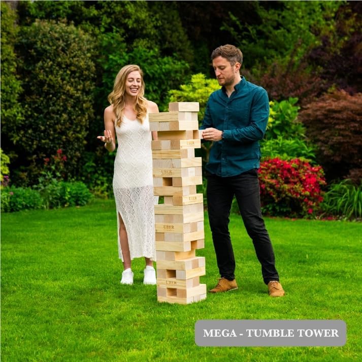 Uber Games Riesenwackelturm bis 200+ cm XXL Jumbo Hi-Tower in Tasche - 2,5m Massiver Kiefer Holz Tow