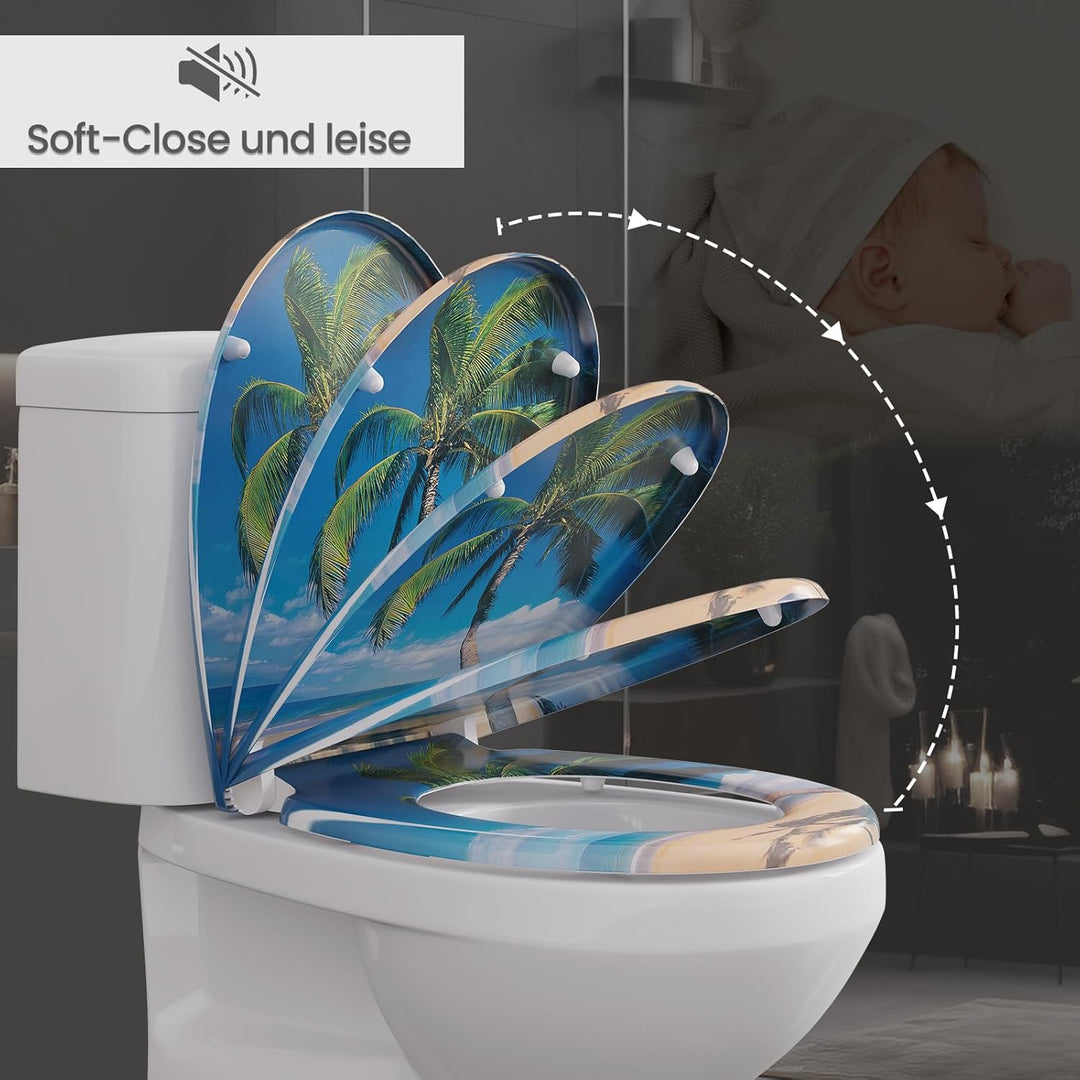 WOLTU Toilettendeckel mit Absenkautomatik, WC Sitz Deckel oval, Klodeckel mit Quick-Release für einf
