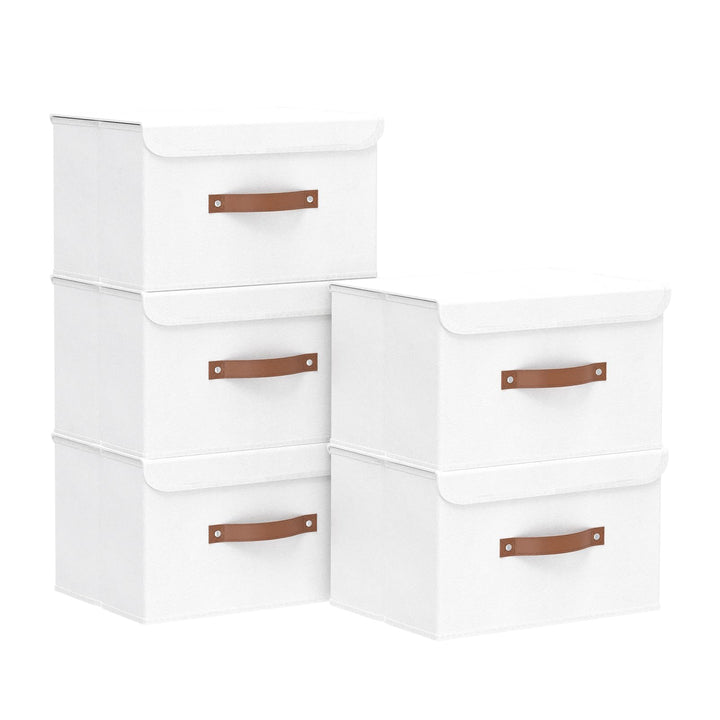 Yawinhe 5 Stück Aufbewahrungsbox mit Deckel, Faltbare Stoffboxen, Waschbare, für Schlafzimmer, Kleid