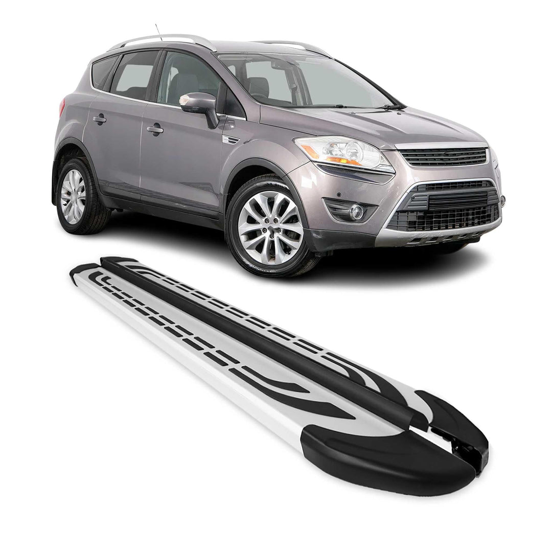OMAC Trittbretter Seitenschweller Seitenbretter kompatibel mit Ford Kuga 2 2008-2012 Alu Grau FABA /