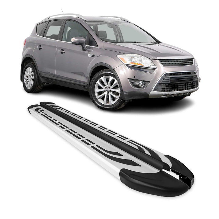 OMAC Trittbretter Seitenschweller Seitenbretter kompatibel mit Ford Kuga 2 2008-2012 Alu Grau FABA /