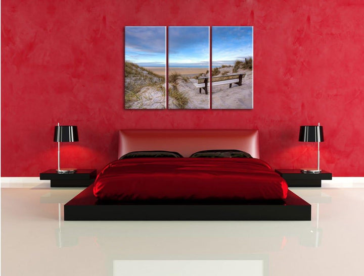 Pixxprint Blick auf das Meer als Leinwandbild/Grösse: 3 Teilig (120x80 cm) cm/Wandbild/Kunstdruck/fe