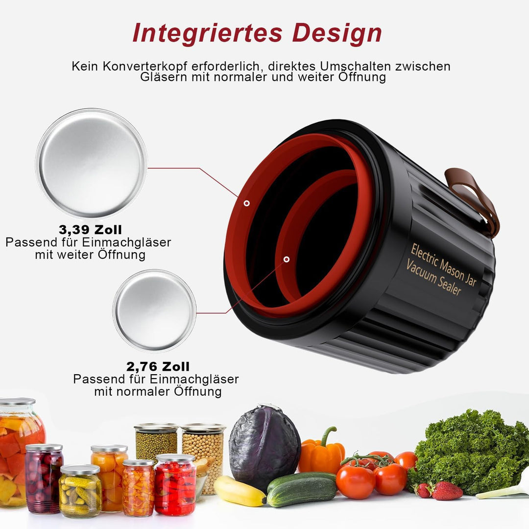 Mason Jar Einmachglas Vakuumierer für Einmachgläser Kompatibel Vacuum Sealer mit Vakuumbeutel, Weinf