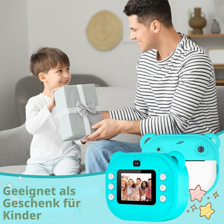 Sofortbildkamera für Kinder mit Drucker, 48MP & 1080P Digitalkamera mit 2,4 Zoll Display, Kinderkame