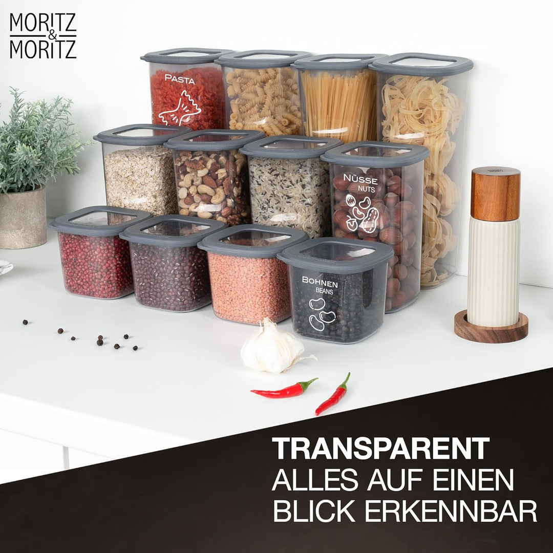Moritz & Moritz 12er Set Vorratsdosen mit Deckel Luftdicht - Lebensmittelecht für Lebensmittelaufbew