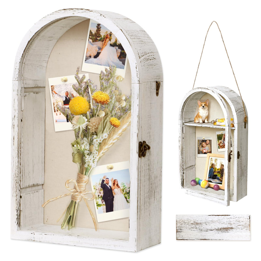 Dremisland 3D Bilderrahmen zum Befüllen Blumen Grosse Schattenbox Vitrine Rahmen mit Flügeltür Bilde