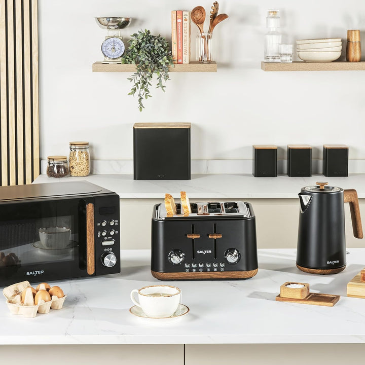SALTER Toronto 4-Scheiben-Toaster – Breite Schlitze, 6 Bräunungsstufen, herausnehmbare Krümelschubla