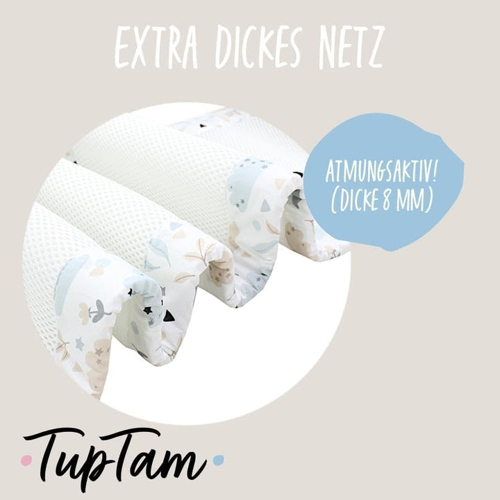 TupTam Gitterstäbe Schutz Netz Babybett Nestchen 3D Mesh 2 Pack, Farbe: Extra Dickes 8mm Netz/Hase E