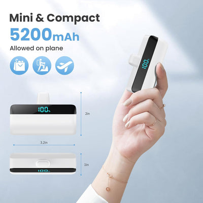 Feob Mini Power Bank 5200mAh für iPhone 15 Serie, PD Schnellladung Powerbank USB C Externer Akku mit