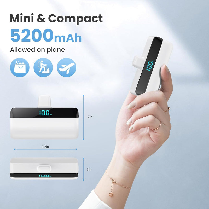 Feob Mini Power Bank 5200mAh für iPhone 15 Serie, PD Schnellladung Powerbank USB C Externer Akku mit