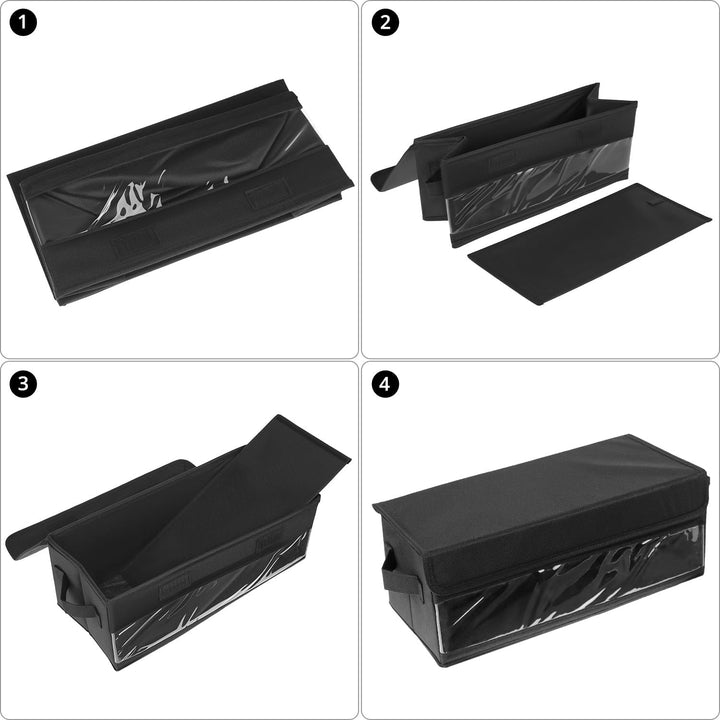 QWORK® 2Stück CD-Aufbewahrungsboxen, 36 x 14 x 6 cm, schwarzer Stoff-Organizer für 30 Standard-CD-Hü
