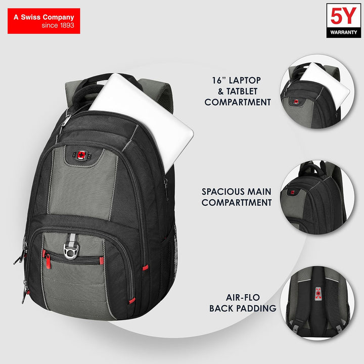 WENGER Pillar Laptop-Rucksack, Notebook bis 16 Zoll, 25 l, Damen Herren, Business Uni Schule Reisen,