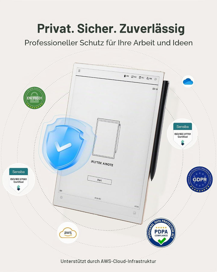 iFLYTEK AINOTE 2 Smart E-Ink Tablet 10,65 Zoll | Ultradünner digitaler Notizblock für Profis | KI-Tr